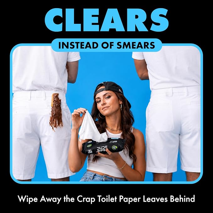 DUDE Wipes Unscented Flushable Wipes - Extra-Large Adult Wet Wipes for Sensitive Skin - 8 Pack (384 Count) + Mint Travel Pack (18 Count) - Infused with Vitamin E and Aloe - Septic and Sewer Safe