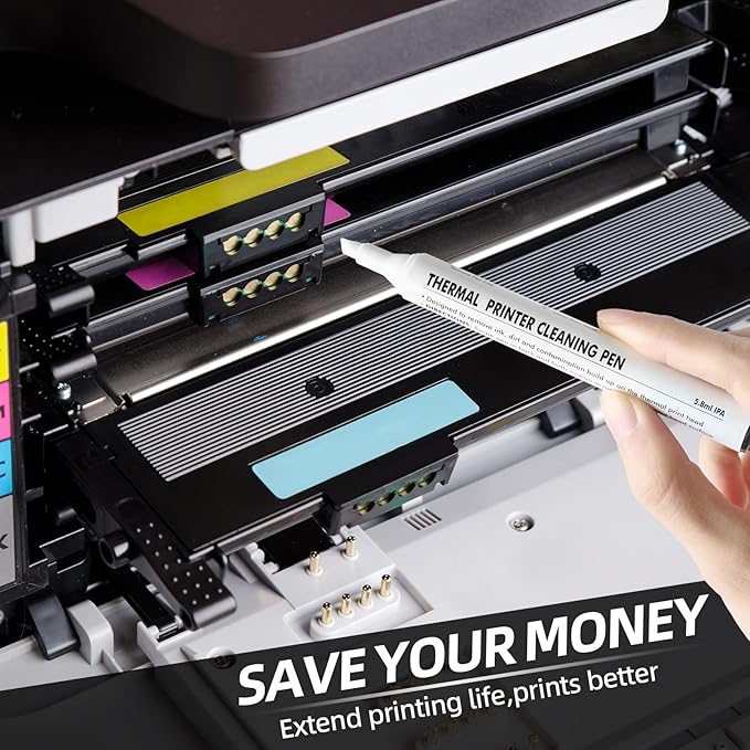 Thermal Printer Cleaning Pen, Universal Thermal Print Head Cleaning Kit for POS & Card Printer, Thermal Receipt (6PCS)