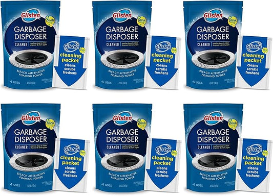 Glisten Garbage Disposer Foaming Cleaner, Lemon Scent, 6-Pack (24 Uses)