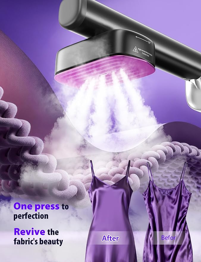 Travel Steamer for Clothes with 180 ml Water Tanks,15s Fast Heat-up,24 g/min Strong Steam Performance, Portable Garment Steamer with Touch Control, Steam Iron(Gray Gold)