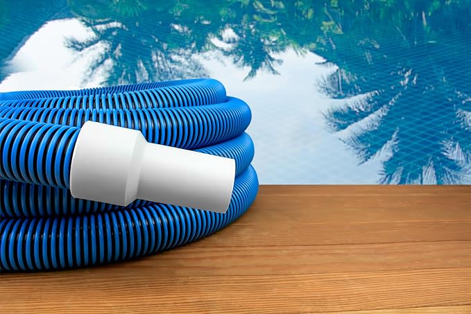 Heavy-Duty Manual Pool Vacuum Hose, 35 Ft x 1-1/2”, Kink-Free Swivel Cuff, Professional Grade Spiral-Wound Design, UV & Chemical Resistant for Inground & Above Ground Pools, Made in USA