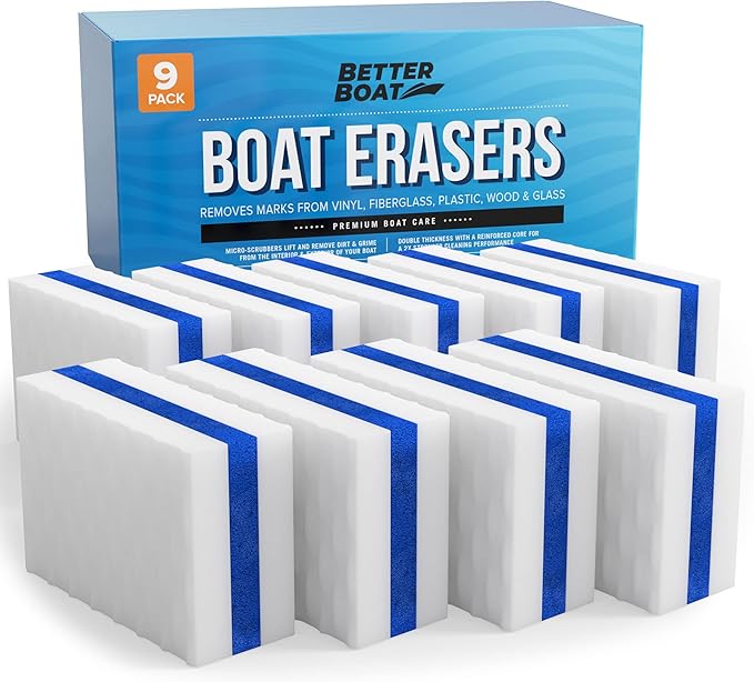 Boat Erasers by Better Boat - Cleaning Sponge for Scuff Marks & Grime, Marine Accessories & Gifts, Safe on Fiberglass Vinyl Gelcoat Deck Hull