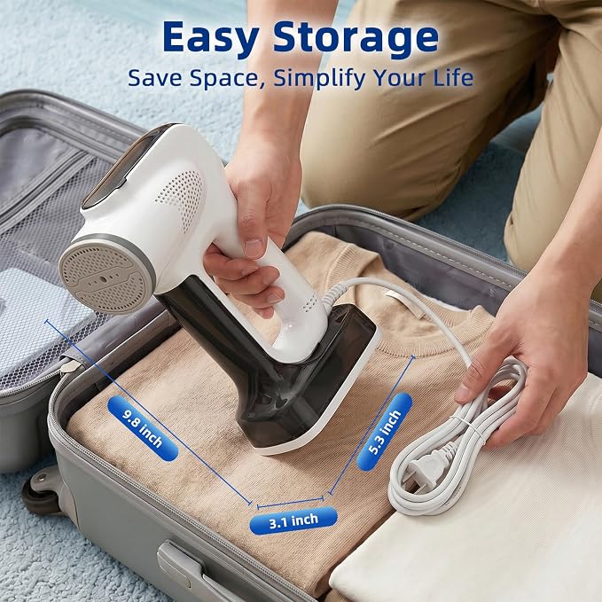 Vacuum Steamer for Clothes, YEJOUMO 3500Pa Strong Suction Garment Steamer 3 in 1 Handheld Travel Steamer & Iron Clothes, 25s Rapid Preheating, 340ML Large Water Tank