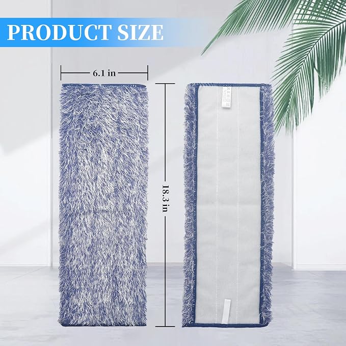 6 Pack Microfiber Dusting Pad Replacement for Bona Family of Mops, Washable & Reusable 18.3 x 6.1 Inch Mop Replacement Pads for Hardwood and Multi-Surface Floors Cleaning Head, Wet/Dry Mop