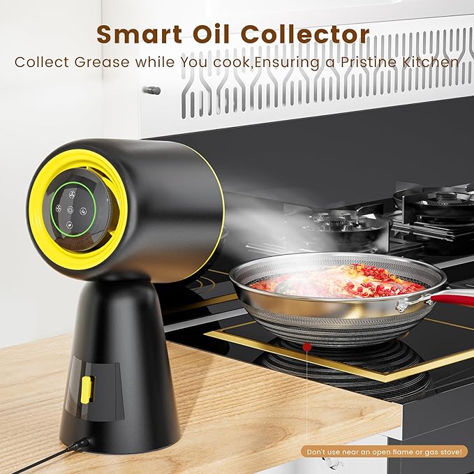 Portable Range Hood, Desktop Kitchen Exhaust Fan with 3-Speed, Adjustable Vent with Detachable Aluminum Filter,LED Light, Large Oil Collection Cup for Indoor BBQ, Hot Pot Cooking and RV