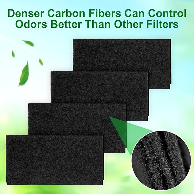 Threlaco 8 Pcs Activated Carbon Filter Cut-to-fit Carbon Filter Sheet for Air Charcoal Filters 16 x 48" Air Filters Replacement VOC Parts Accessories