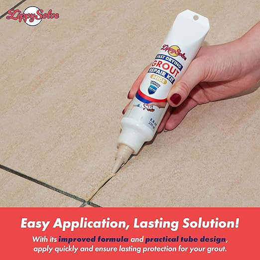 ZippySolve Tile Grout, Repair Kit, Restore & Renew Tile Joints Line, Fast Drying Tile Grout Paint Squeeze Tube for Bathroom Shower Kitchen Floor, Waterproof (50 Pack 8.8 oz Each, Beige)