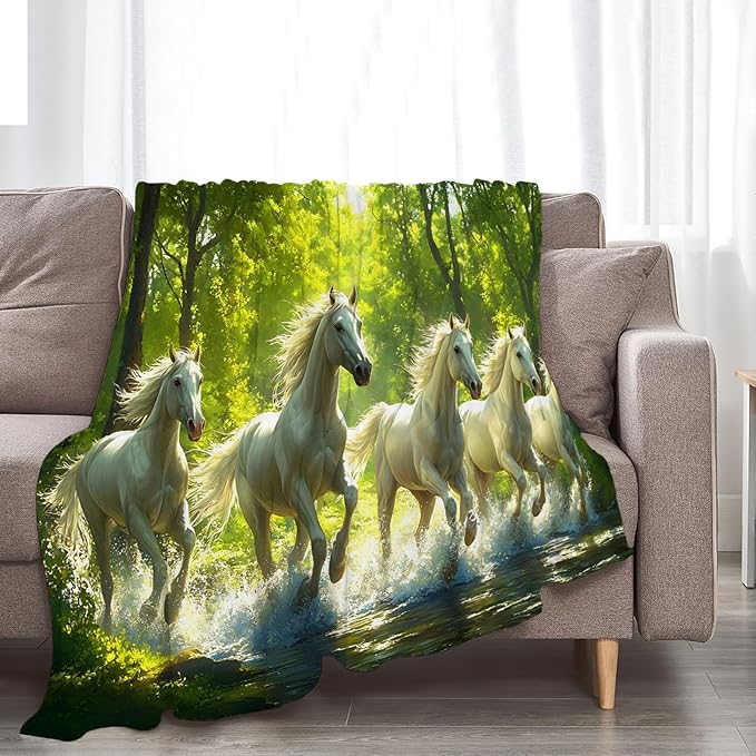 Tijuboni Horses Throw Blanket Horse Gifts for Girls Boys Women Men Kids Adults Soft Flannel Fleece Blanket for Couch Sofa Bed Home Decor 50"x60"