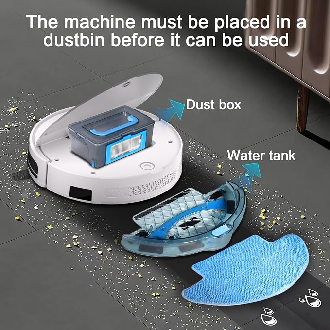 Robot Vacuum and Mop Combo,5500Pa Strong Suction,Anti-Tangle Brushless Inlet 2 in 1 Super Thin Robotic Vacuum with App/Remote/Voice Control, Self-Charging,for Pet Hair, Hard Floor, Low-Pile Carpet