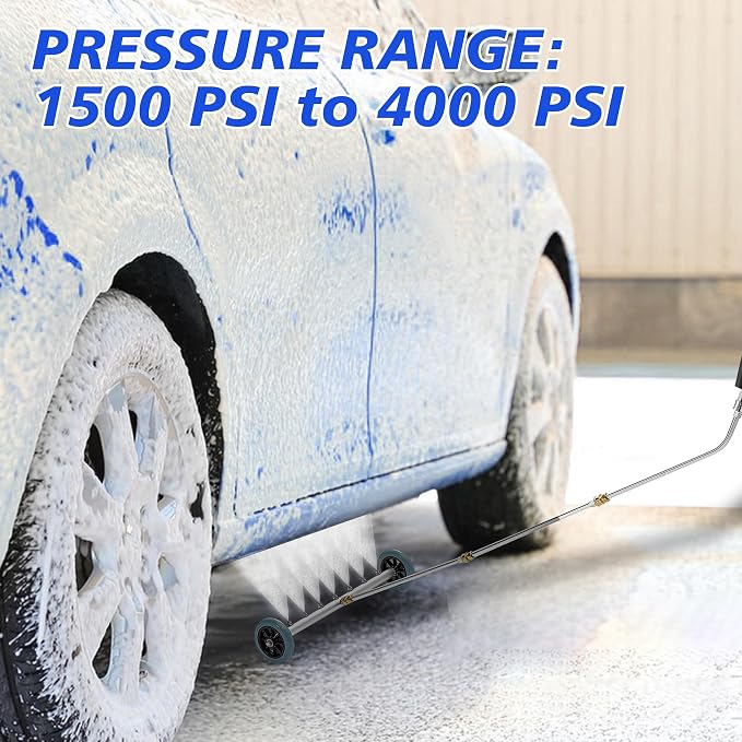 RIDGE WASHER Pressure Washer Undercarriage Cleaner, 24 Inch Undercarriage Car Washer, Under Car Pressure Washer Attachment with 3 Pcs Extension Wand, 4000 PSI
