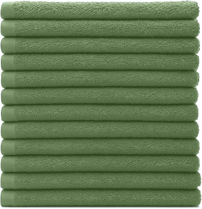 DAN RIVER Kitchen Bar Mops,Pack of 12,16 by 19 Inches,100% Cotton Super Absorbent,Multi-Purpose Cleaning Towels for Home and Kitchen Bars-Sage Green