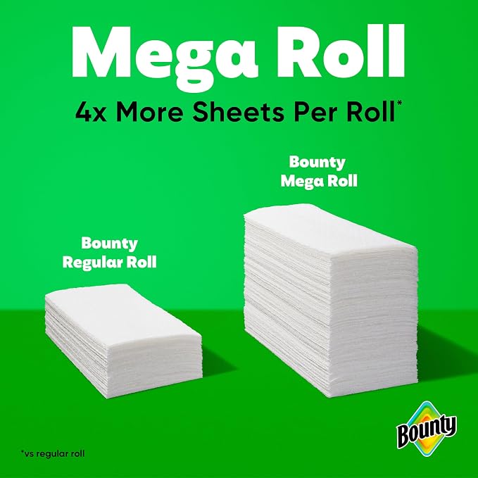 Bounty Select-A-Size Paper Towels, White, 2 Mega Rolls : 8 Regular Rolls (Pack of 6)