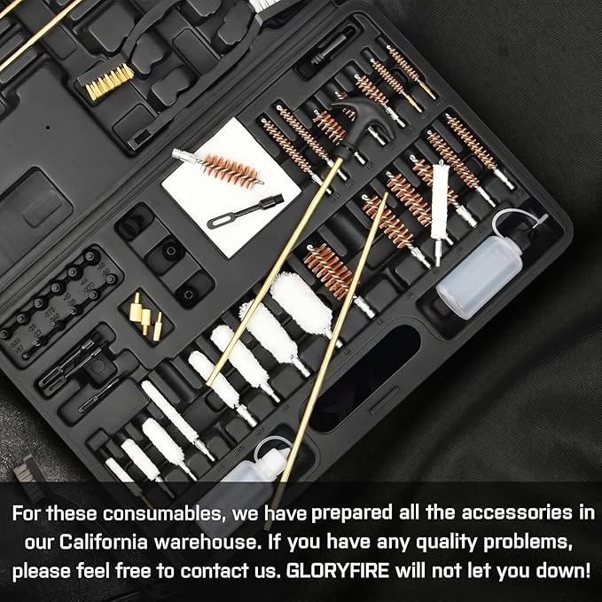 GLORYFIRE Gun Cleaning Kit Universal for Guns, Gun Brushes for Pistol, Handgun, Shotgun, Elite Brass Rods and Wire Rope, Hunting Gear Gun Accessories for Men