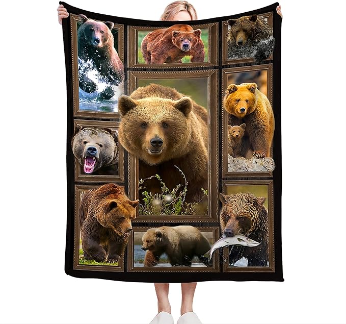 Jerkboo Bear Blanket Throws - Soft Warm Cozy Fleece Blanket for Girls, Women, Kids & Adults - 50"x40"