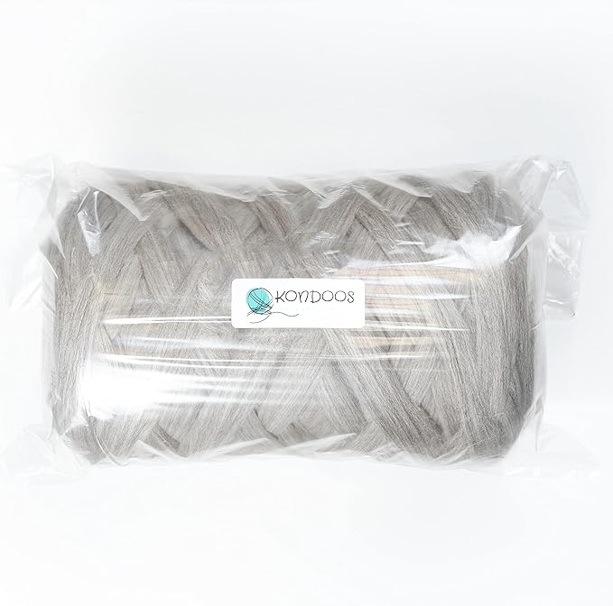 Chunky arm Yarn 8 lb XXL Natural Color un-Dyed Wool roving arm Knit Projects Spinning Felting Blankets and Tapestry (Gray 8 lb)