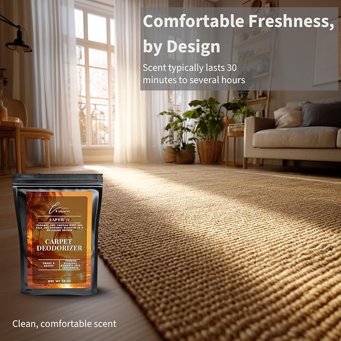 Lapew 71 Carpet Deodorizer Powder - Pet Safe Freshener for Vacuuming | Scented Odor Eliminator for Home | 36 oz