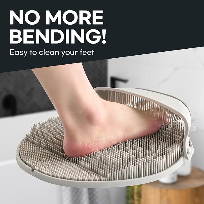 Larger Foot Scrubber - Foot Cleaner&Massager with Non-Slip Suction Cups for Use in the Shower(Black)
