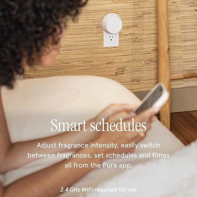 Pura Smart Home Fragrance Device Starter Set - Pura 4 - Scent Diffuser for Home - Includes Fragrance Aroma Diffuser - Rectangle Box, Sea Salt Grapefruit and White Vetiver Scent Refills