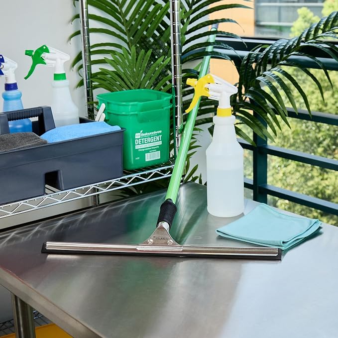 Restaurantware-Clean Tek Professional 17.72 Inch Window Squeegee, 1 Cleaning Squeegee with Rubber Blade - No-Slip Handle, Clean Mirror Or Car Windshield, Stainless Steel Wiper for Glass Door