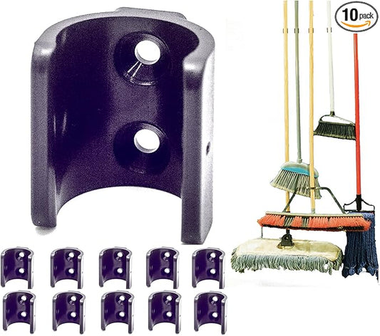 StealthMounts Mop Broom & Yard Tool Holders -10 Pack | Mop and Broom Holder Wall Mount | Broom Hanger Wall Mount
