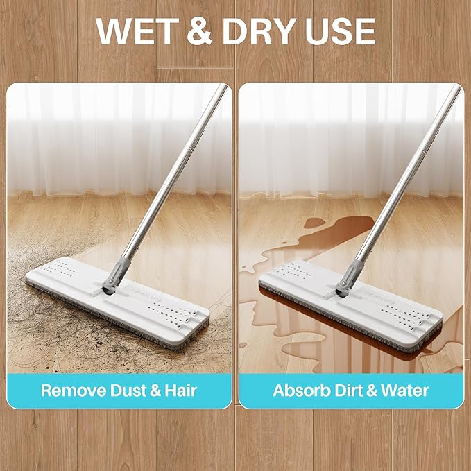 JOYMOOP 8L (2.1 Gal) Large Capacity Mop System with Extension Handle, Perfect for Household and Commercial Floor, Window, and Wall Cleaning - Includes 3 Washable Microfiber Pads for Wet and Dry Use