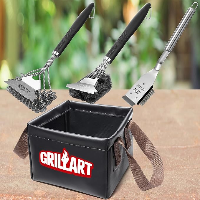 GRILLART Grill Brush Bristle Free & Water Soak Tank (Bundle)