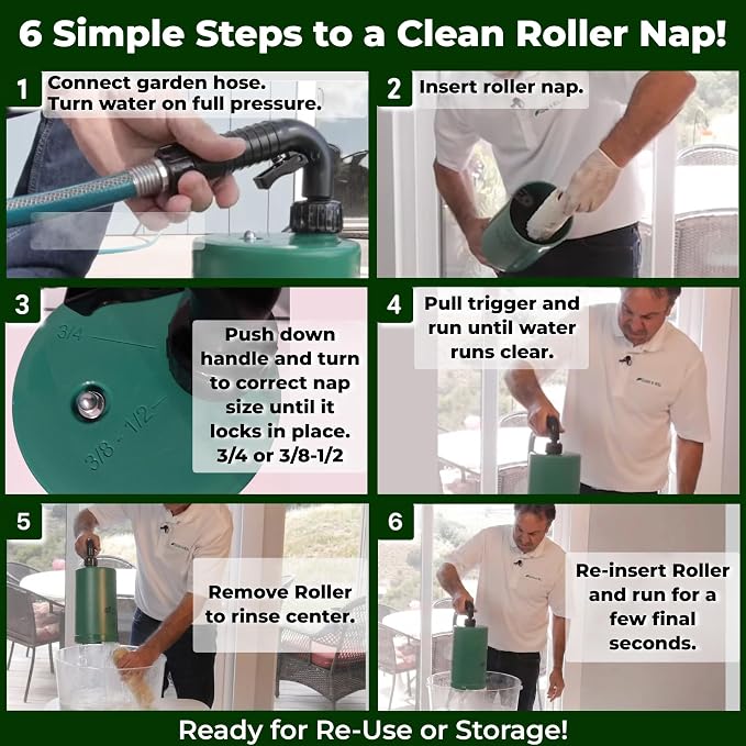 Paint Roller Cleaner | 9 Inch Paint Roller Cleaning Tool & Spinner Hose Attachment | Splatter-Free Wash & Dry in Under 1 Minute | Commercial Grade Reusable Roller Washer