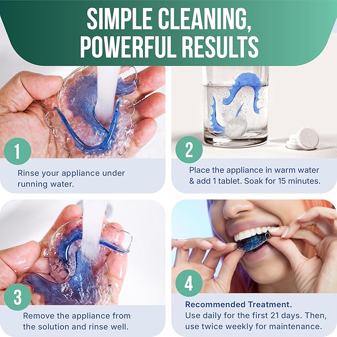 Retainer Cleaner Tablets, Cleaner, Retainer Cleanser and Defogger, Denture Cleaning Tablets, Deep Clean Retainers, Dentures, Aligners, Night Guard, 5 Month Supply
