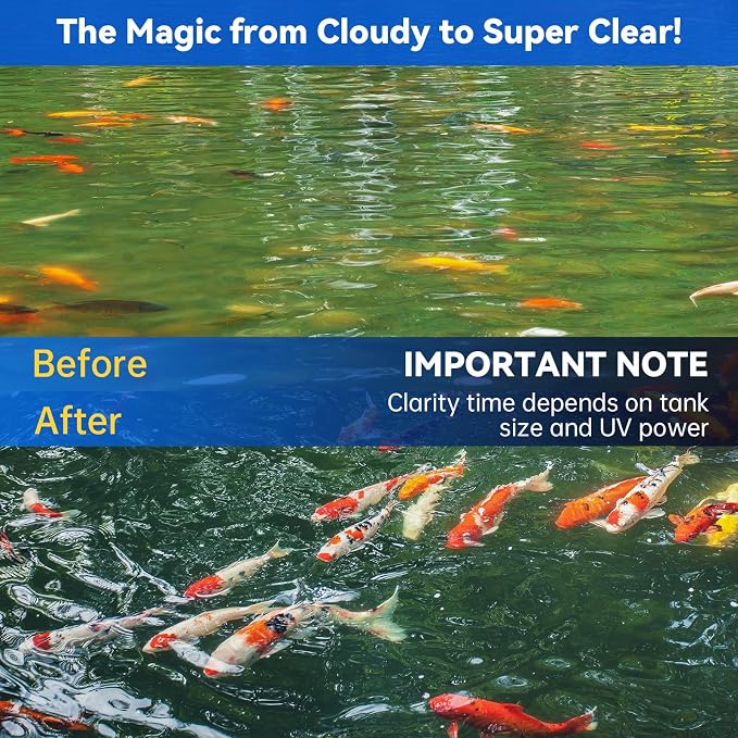 Pond UV Light for Fish Tank UV Pond Water Clarifier for 100-3000 Gallon UV Pond Filter for Koi Pond Swimming Pool, Spa, Large Fish Tank UV Light Aquarium for Outdoor Pond Algae Control（42W）