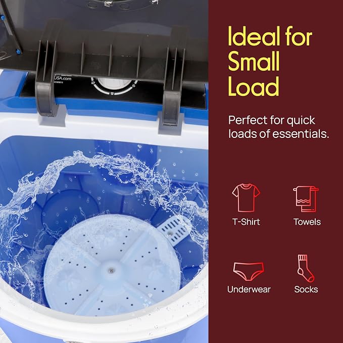 Electric Small Portable Compact Washer, Washing Machine | for Dorms, College Rooms, RV Camping, (PUCWM11)