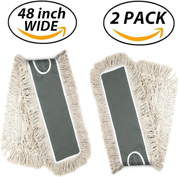2 Pack of 48" Cotton Refills for Industrial Class Floor Dust mop Series Can be fit with Others (2 Pack of 48" Cotton Refill)