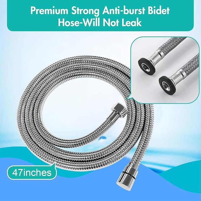 BARROCK Bidet Sprayer for Toilet, Handheld Jet Spray for Existing Toilets with Bidet Hose, Adjustable Water Pressure Muslim Shower, Stainless Steel Cloth Diaper/Feminine Wash Sprayer Chrome