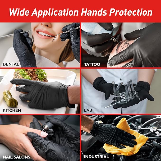 MED PRIDE Nitrile Gloves - Box of 100 Gloves | 5 Mil Thick, Powder-Free, Latex-Free, Lab, Chemotherapy Compliant