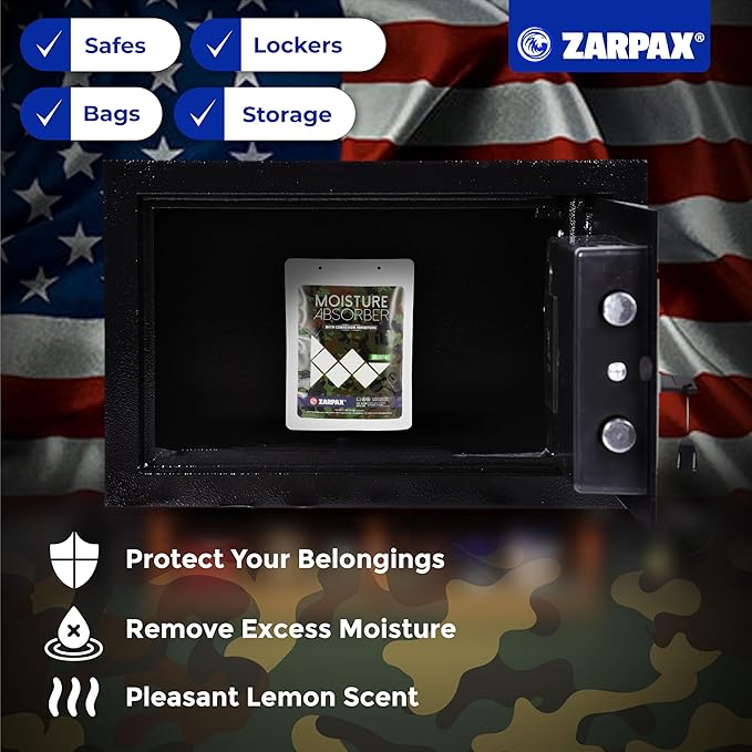 Zarpax Moisture Absorbers for Gun Safe 7.5 oz/212g - Dehumidifier Prevents Corrosion - Protects Gear - Desiccant Removes Excess Moisture - Set of 10