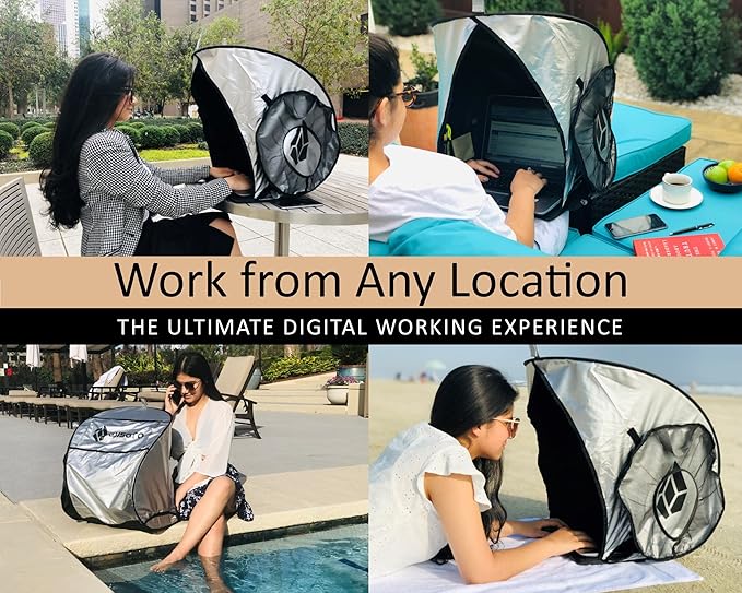 WISARO | New Laptop Sun Shade – Work from Anywhere, Anti-Glare, Lightweight, Fits up to 17" Device, Foldable & Portable Shield Cover, Privacy Hood - Complete with Microfiber Screen Cleaning Cloth