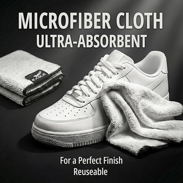 Eagle 6-in-1 Sneaker Cleaning Kit – Foam Shoe Cleaner & Sneaker Protector Spray with Brush, Microfiber Cloth & Deodorizer Balls – Shoe Care Kit for Sneakers & Tennis Shoes- Safe for all Materials