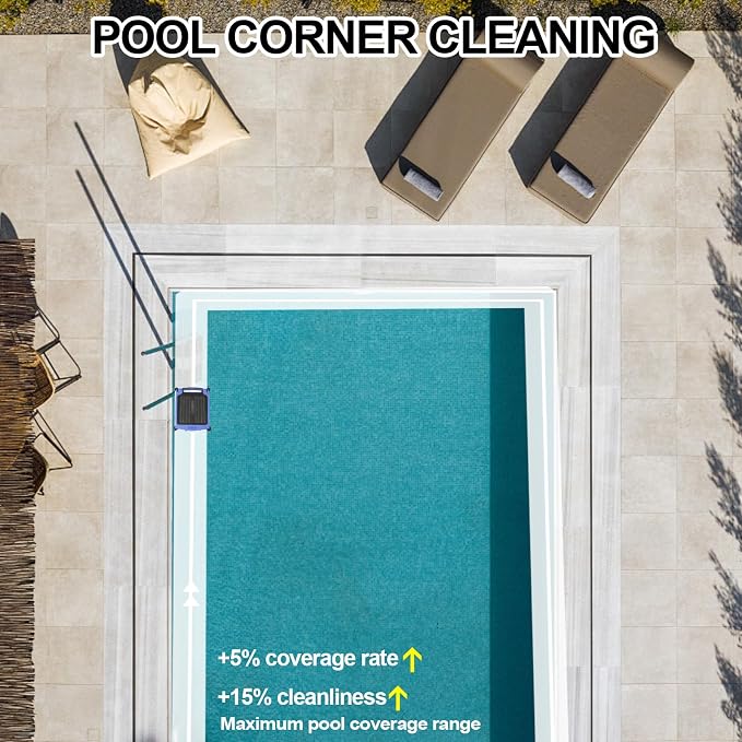 Solar Powered Robotic Pool Skimmer, Automatic Pool Surface Cleaner Robot with 24/7 Continuous Cleaning, App Control, Dual Charging, Ideal for Above Ground & In-Ground Pools (Blue)