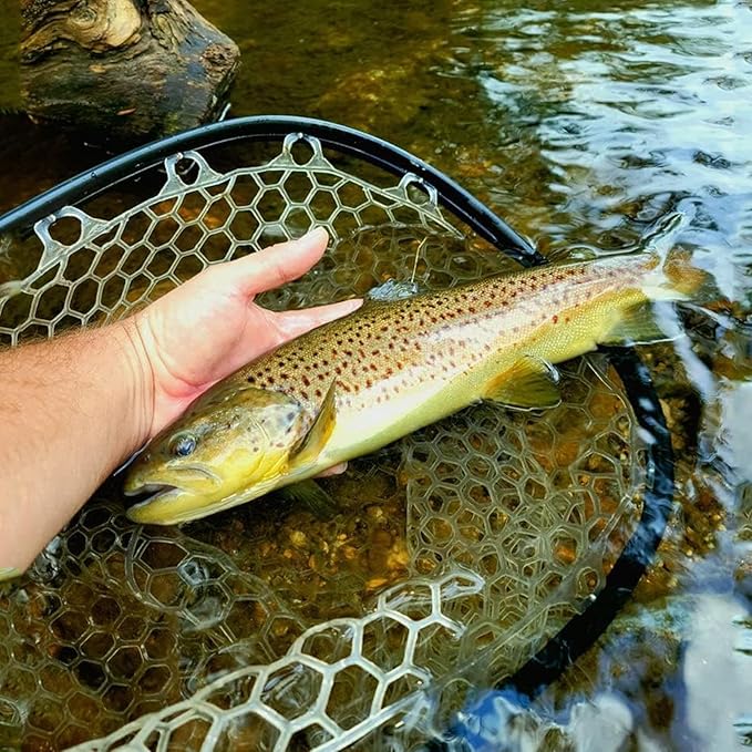 Aventik Fly Floating Fishing Net Carbon Fiber Landing Trout Net Light Weight Clear Rubber Ghost Net Catch & Release