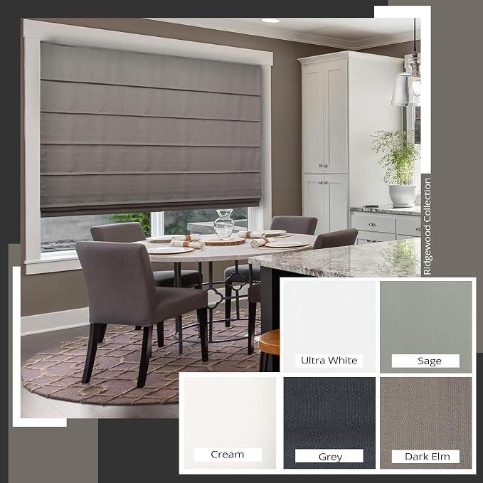 Chicology Cordless Roman Window Shade, Ridgewood Dark Elm, 39" W x 72" H | Cordless Child-Safe, Room Darkening UV, Inside/Outside Mount, True-to-Size No Cut, Rich Textured Fabric, Spot-Clean Care Only
