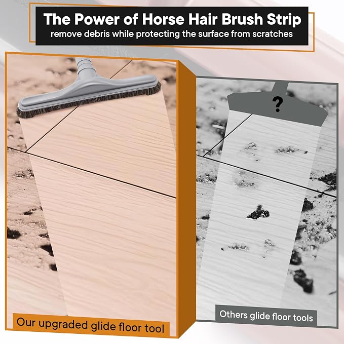 Replacement Floor Tool Compatible with ProTeam 101446 E-Z Glide Backpack Vacuum,Compatible with Hoover C2401, 14" Multi-Surface Brush for Commercial Cleaner(2 Pack,Horse Hair Brush)