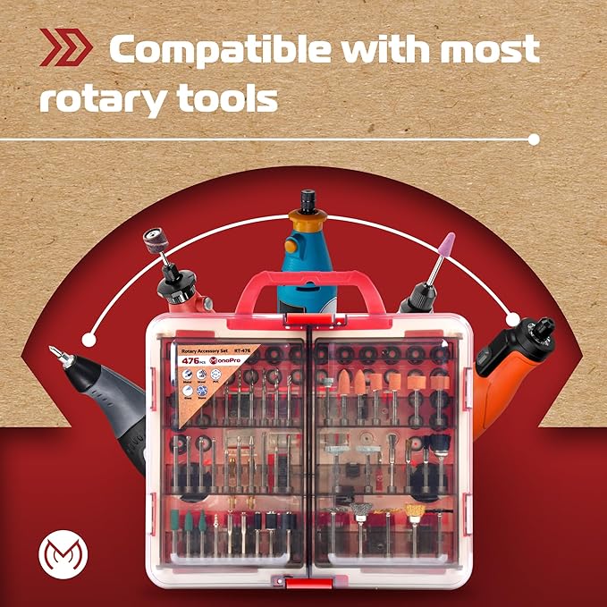 476 PCS Rotary Tool Accessories Kit, 1/8-in Shank Rotary Tool Kit, Universal Fitment for Easy Polishing, Sanding, Cutting, Drilling, Engraving, Sharpening, Grinding with Portable Storage Case