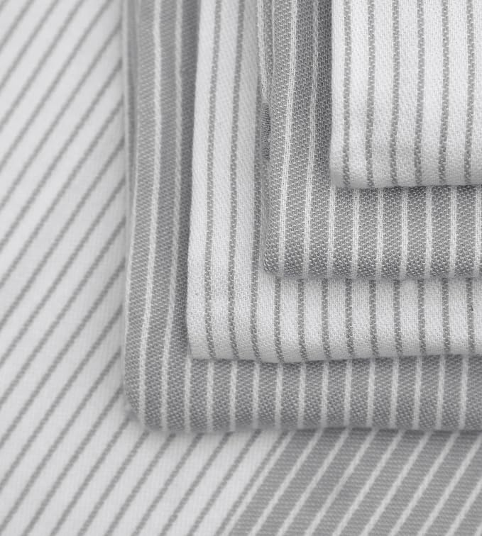 Premium Kitchen Towels (20”x 28”, 6 Pack) | Yarn Dyed Flat Woven Stripe Kitchen Towel Set| 238 GSM | Highly Absorbent with Hanging Loop | Grey