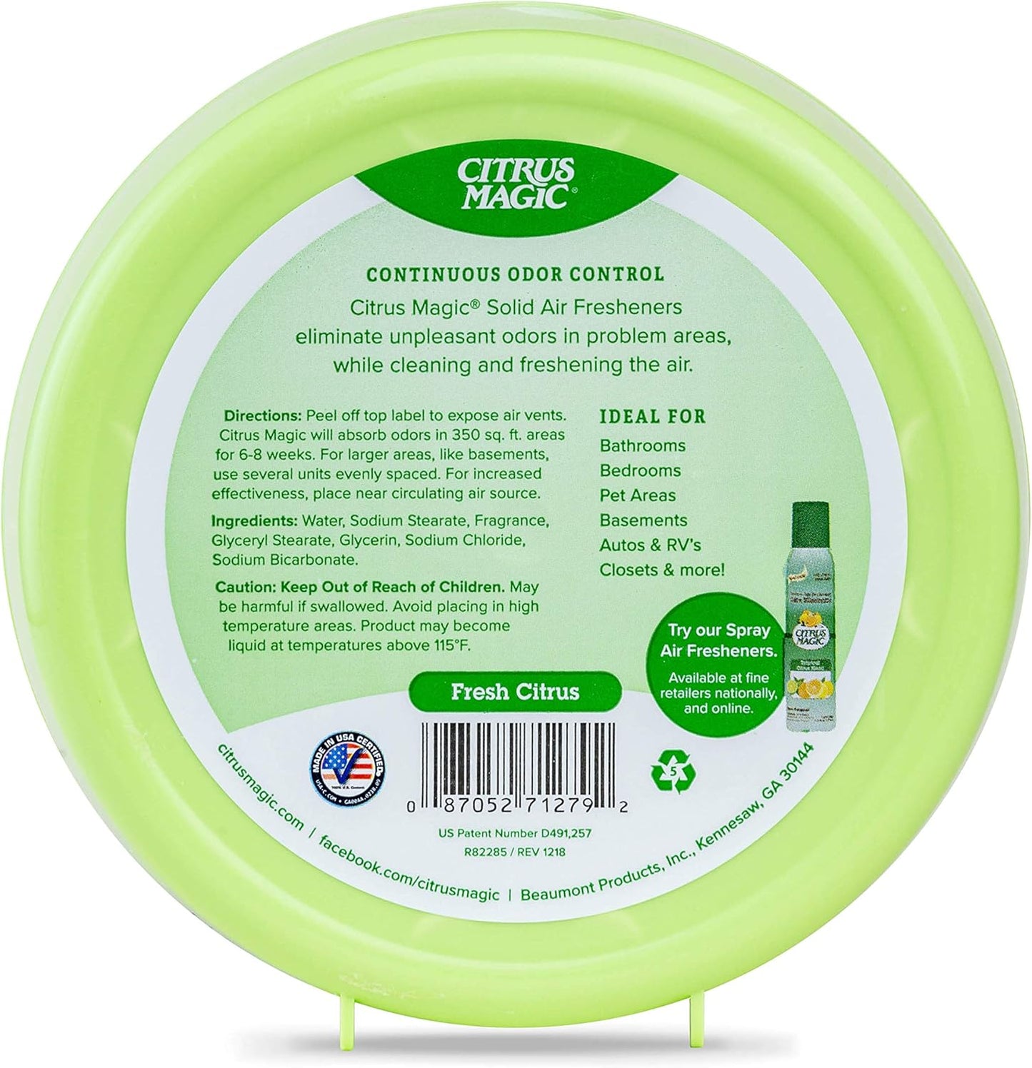 Citrus Magic Odor Absorbing Solid Air Freshener, Fresh Citrus, 8-Ounce, Pack of 1