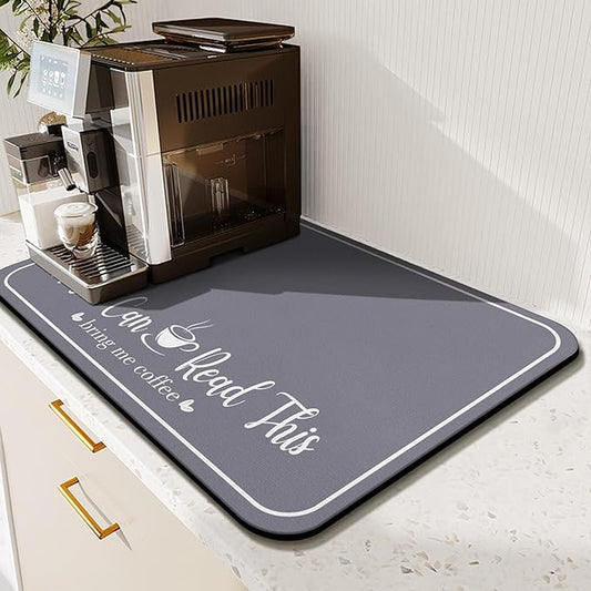 Coffee Bar Mat for Countertops 31.5inx17in,Absorbent Hide Stain Anti-Slip Cafe Bar Accessories Fit Under Coffee Machine Mat,Dish Drying mats for Kitchen