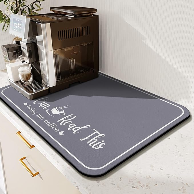 Coffee Bar Mat for Countertops 23inx15in,Absorbent Hide Stain Anti-Slip Cafe Bar Accessories Fit Under Coffee Machine Mat,dish drying mats for kitchen