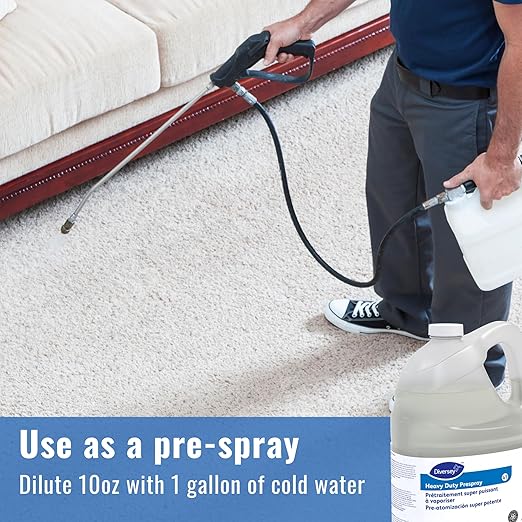 Diversey 101109737 Heavy Duty Prespray to Clean Heavily Soiled Carpets & Remove Stains, Floral Fruity Scent, Liquid Concentrate, 1-Gallon (Pack of 4)