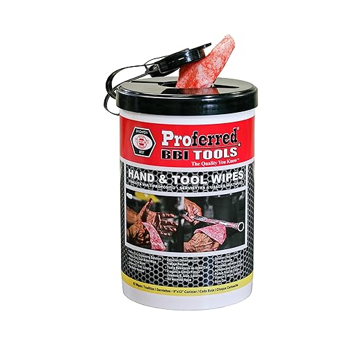 T99001 PROFERRED Hand and Tool Wipes, Heavy Duty Tool Cleaning Wipes, Hand Cleaning Wipes, Degreasing, Waterless Hand Cleaner, Dual Surface, Work Surface Wipes,82 Count (Pack of 1) | Degreasing Waterless Hand & Work Surface Cleaner, Dual Surface Indust...