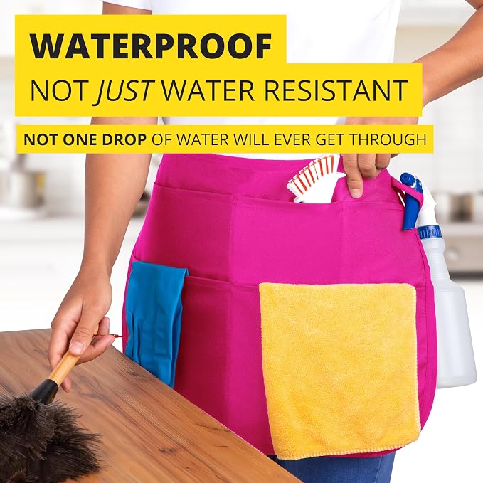 5-Pocket Waterproof Professional Cleaning Apron. Made for Pro Cleaners. Like a Cleaning Caddy Around Your Waist