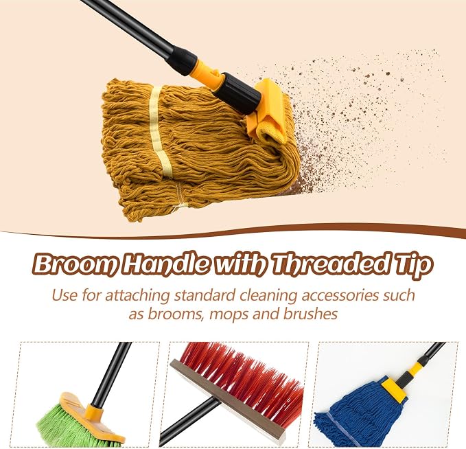 Gisafai 20 Pcs Broom Handle with Threaded Tip Powder Coated Broom Handle Metal Cleaning Pole with Plastic Thread Stick for Floor Brushes Replacement Cleaning Tools Accessories