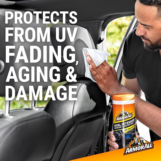 Armor All Total Interior Detailer and Protectant Wipes, 25 Count Canister, All-in-One Interior Car Cleaning Wipes With UV Protection, Safe for All Interior Surfaces Including Glass and Tech Screens